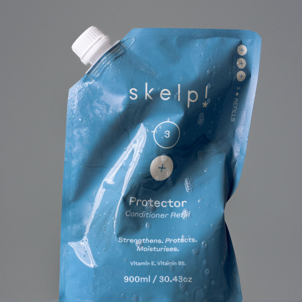 Skelp conditioner refill pouches for eco-friendly scalp and hair care