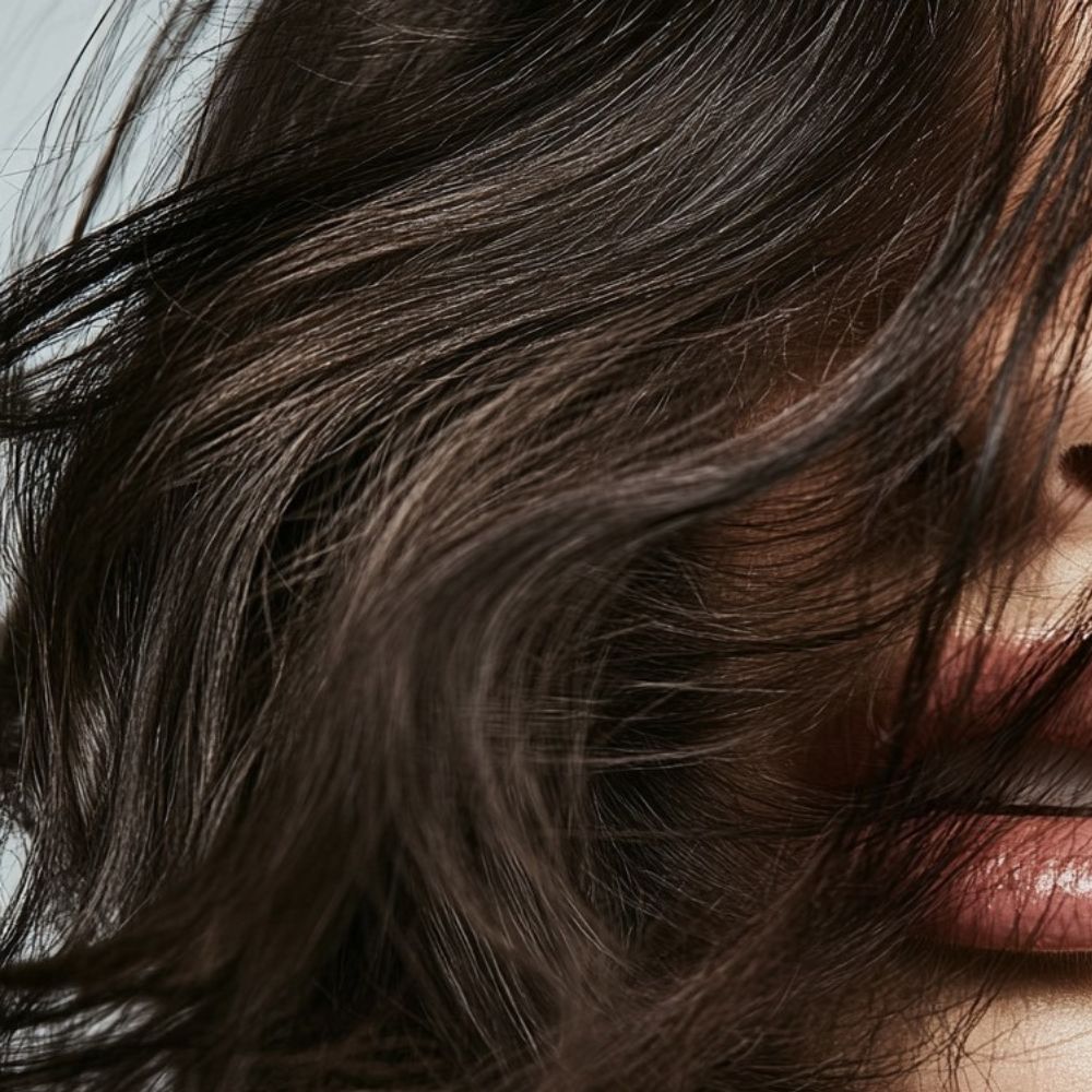 Close-up of a person with beautiful brown hair