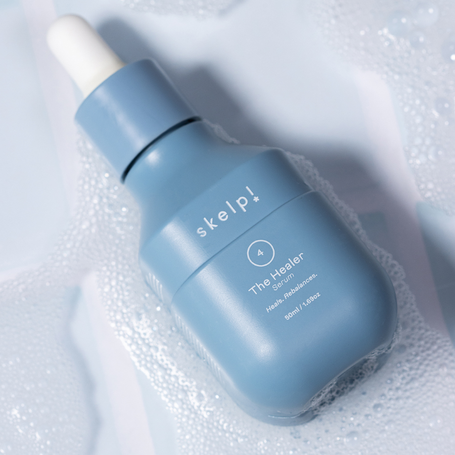 Skelp serum for hair repair and hydration, product shot