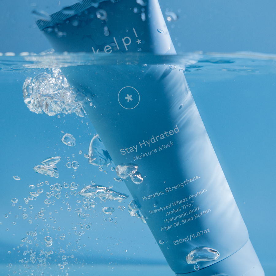 Deep conditioning hair mask by skelp dropped into water with beautiful effect